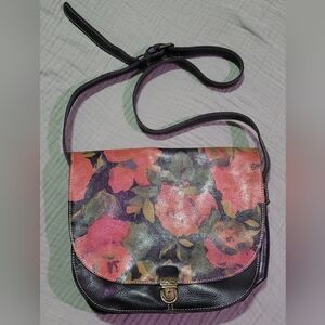 Patricia Nash Large Leather Floral Crossbody Shoulderbag.
